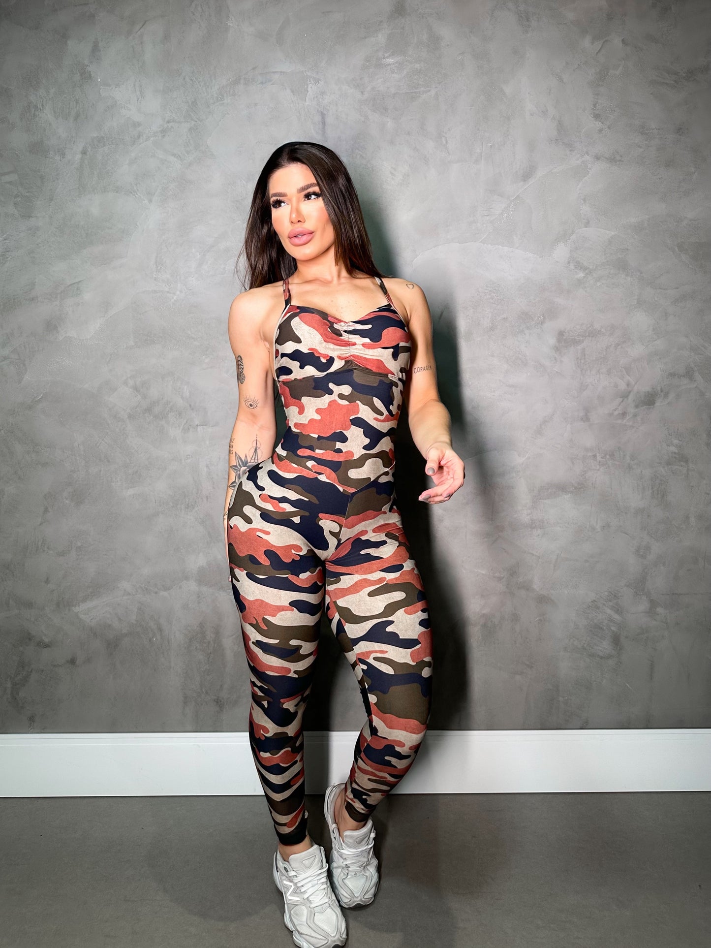 SCRUNCH BOOTY BROWN CAMOUFLAGE JUMPSUIT