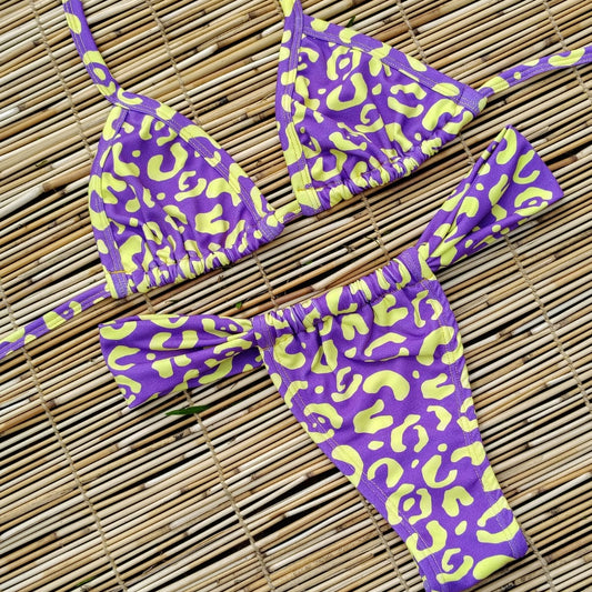 PURPLE  AND YELLOW THONG BIKINI - NO RETURN