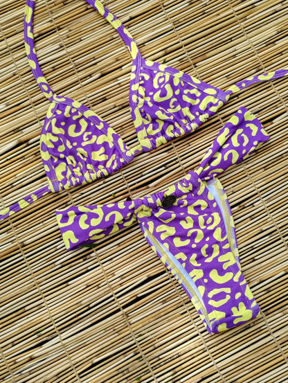 PURPLE  AND YELLOW THONG BIKINI - NO RETURN