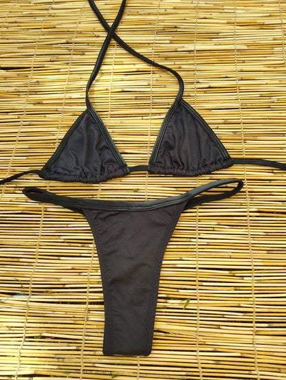 BLACK AND CIRRE DETAIL THONG BIKINI - NO RETURN