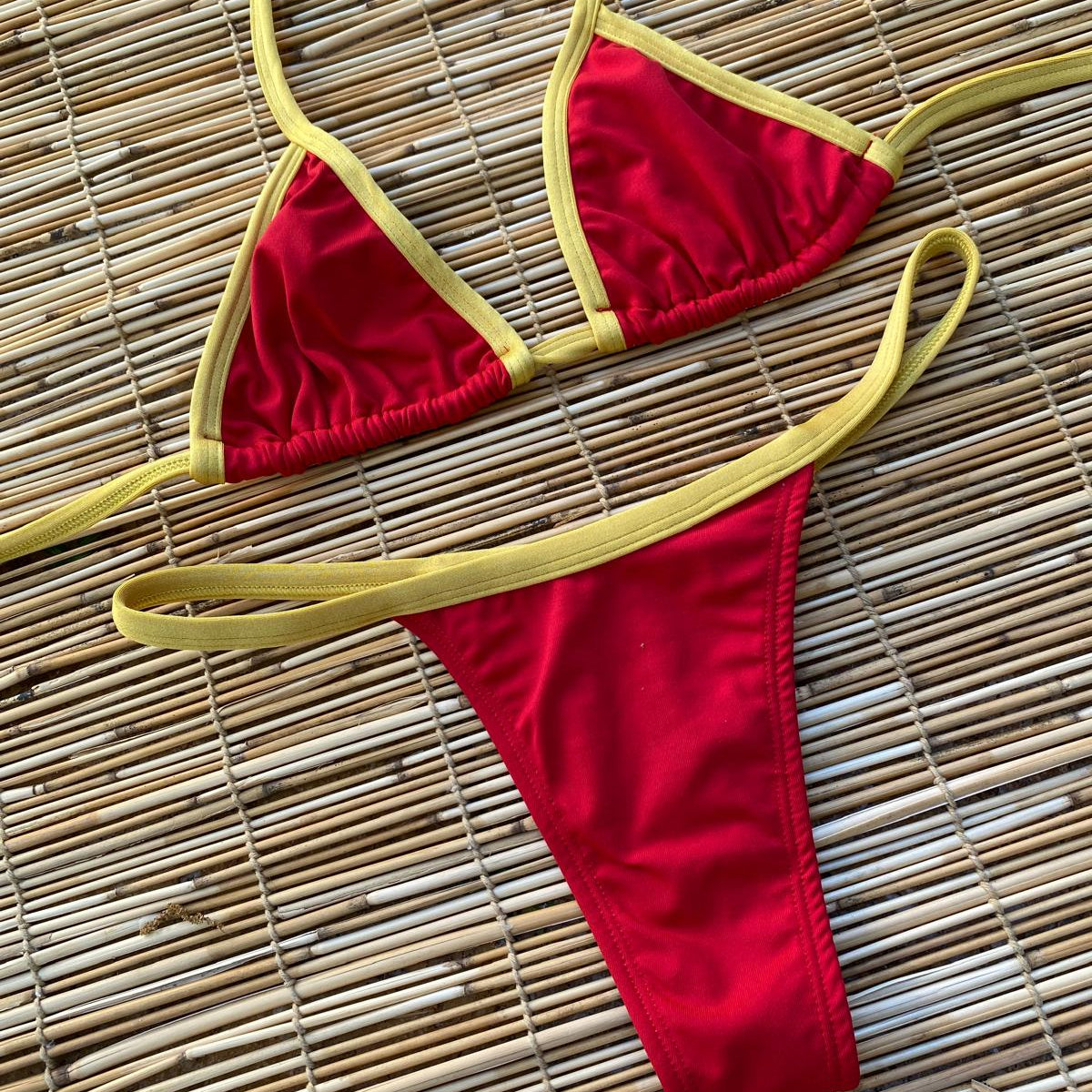 RED AND GOLD THONG BIKINI - NO RETURN