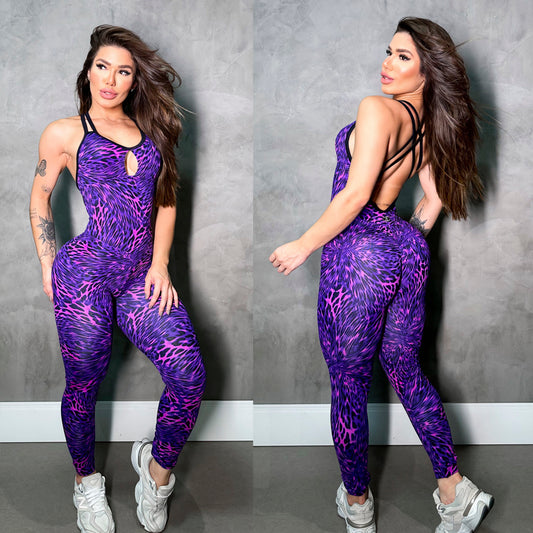 SCRUNCH BOOTY PURPLE CAMOUFLAGE JUMPSUIT