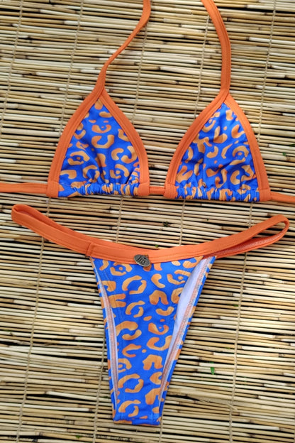 BLUE AND ORANGE THONG BIKINI - NO RETURN