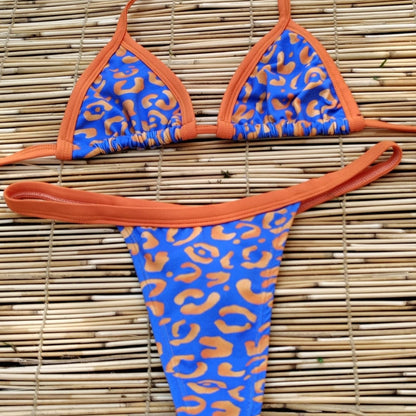 BLUE AND ORANGE THONG BIKINI - NO RETURN