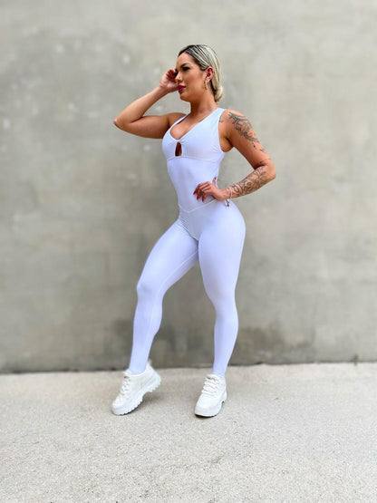 SCRUNCH BOOTY WHITE SEXY JUMPSUIT